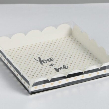 Коробка для кондитерских изделий с PVC-крышкой You Me, 18 × 18 × 3 см