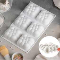 Форма для муссовых десертов и выпечки Доляна «Облачко», 30×18,8 см, 6 ячеек, цвет белый