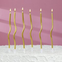 Свечи для торта &quot;Серпантин&quot; 6 шт, коктейльные, золото