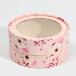 Коробка - тубус с окном «Розовые цветы» 12 х 12 х 5 см