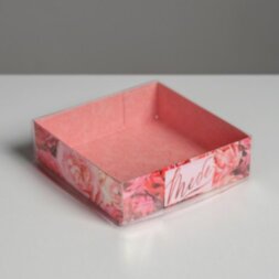 Коробка для кондитерских изделий с PVC крышкой «Тебе», 12 х 12 х 3 см
