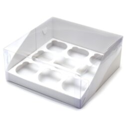 Коробка для капкейков с пластиковой крышкой 235*235*100 (9) Серебро (кор 50шт)