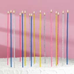 Свечи для торта &quot;Феерия&quot;, 16 шт, коктейльные с искрами, 18 см
