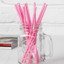 Трубочки для коктейля, набор 12 шт., цвет розовый