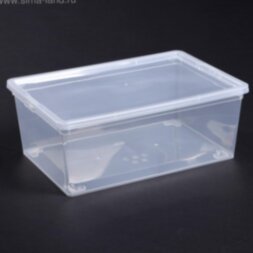 Ящик для хранения с крышкой, 10 л, 37×24×14 см, цвет прозрачный