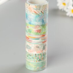 Клейкие WASHI-ленты для декора &quot;Микс №1&quot;, 15 мм х 3 м  рисовая бумага