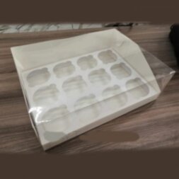 Коробка для капкейков с пластиковой крышкой 310*235*100 (12) серебро (кор 50шт)