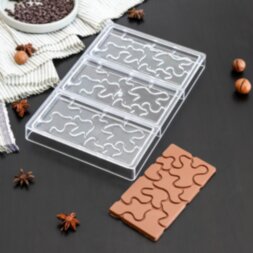 Форма для шоколада и конфет KONFINETTA «Абстракция», 3 ячейки, 27,5×17,5×2,5 см, ячейка 15,3×7,5×0,8
