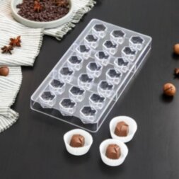 Форма для шоколада и конфет KONFINETTA «Секрет», 21 ячейка, 27,5×17,5×2,5 см, ячейка 2,5×2,2×2 см