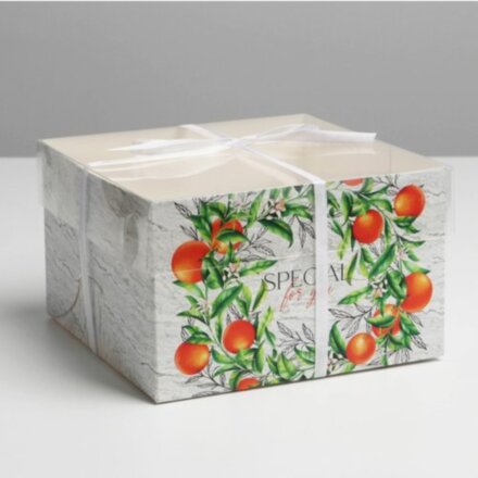 Коробка для капкейка «Апельсины», 16 × 16 × 10 см