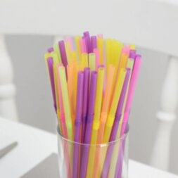 Трубочки одноразовые для коктейлей, 0,5×21 см, 100 шт, неоновые, с гофрой, цвет МИКС
