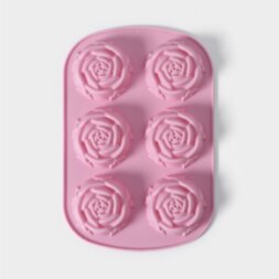 Форма силиконовая для выпечки Доляна «Роза», 26×17,5 см, 6 ячеек, цвет МИКС