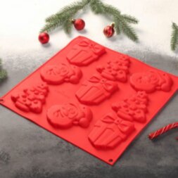 Форма для шоколада и выпечки 3D «Подарки под ёлкой», 30×30 см, 9 ячеек, цвет МИКС