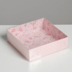 Коробка для кондитерских изделий с PVC крышкой «Шебби», 12 х 12 х 3 см