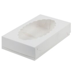 Коробка для эклеров с ажурным окошком 240*140*50 мм (белая)