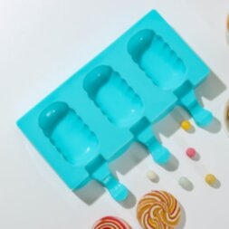 Форма для леденцов и мороженого «Эскимо волна», 19,4×13 см, 3 ячейки (7×4 см), цвет МИКС