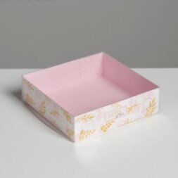 Коробка для кондитерских изделий с PVC крышкой Lots of love, 12 х 12 х 3 см