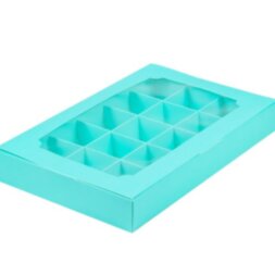 Коробка для конфет цельная с вклеенным окном 255*165*35 (15) (тиффани)