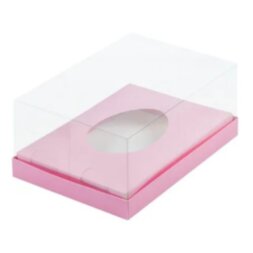 Коробка под шоколадное яйцо ПЛАСТ крышкой 235*160*100  розовая-матовая