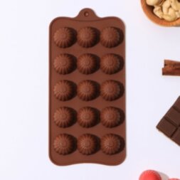 Форма для шоколада силиконовая Доляна «Ассорти», 21,5×10,4×1,5 см, 15 ячеек