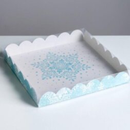 Коробка для кондитерских изделий с PVC крышкой «Let it snow», 21 × 21 × 3 см