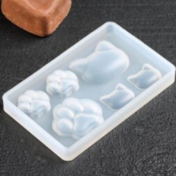 Форма для льда и шоколада «Котик», 7,7×5×0,7 см, 6 ячеек,цвет прозрачный