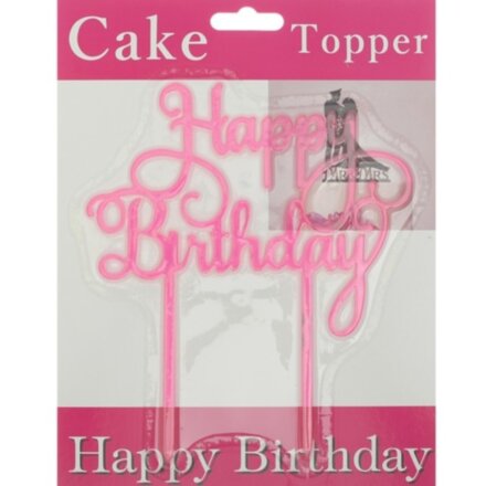 Топпер в торт Happy Birthday, цвета МИКС