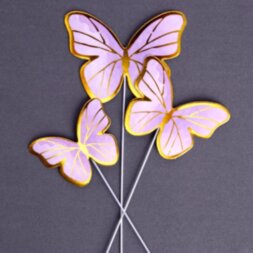 абор для украшения торта «Бабочки» 11 шт., цвет розовый