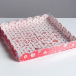 Коробка для кондитерских изделий с PVC крышкой With best wishes, 21 × 21 × 3 см