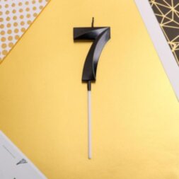 Свеча в торт цифра «7», чёрная