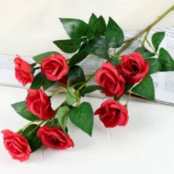 Цветы искусственные &quot;Кустовая роза&quot; 5*63 см, красно-пепельный