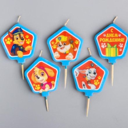 Щенячий патруль. Свеча в торт &quot;С Днем Рождения&quot;, PAW Patrol