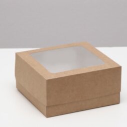Коробка под бенто-торт, крафтовая, 16 х 16 х 8 см