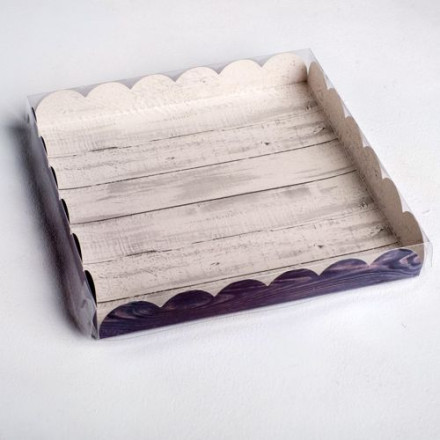 Коробка для кондитерских изделий с PVC-крышкой «Вкусно», 21 × 21 × 3 см