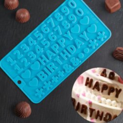 Форма для для шоколада «С Днём рождения», 21,5×11,5 см, 49 ячеек, цвет МИКС