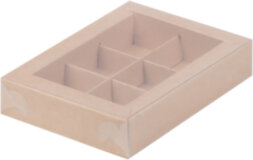 Коробка для конфект с вклеенным окном 155*115*30 мм. (6) (краф)