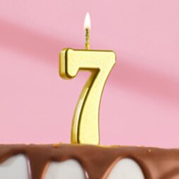 Свеча в торт цифра 7, золотой