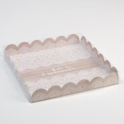 Коробка для кондитерских изделий с PVC-крышкой «Живи в удовольствие», 21 × 21 × 3 см