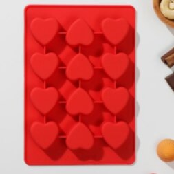 Форма для  шоколада «Сердце с узором», 21×14,5×2 см, 12 ячеек, МИКС