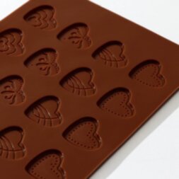 Форма для льда и шоколада «Сердечки», 24 ячейки, цвет шоколадный