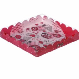 Коробка для кондитерских изделий с PVC-крышкой «Любовь», 21 × 21 × 3 см