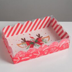 Коробка подарочная с PVC крышкой «Подарок», 20 × 30 × 8 см