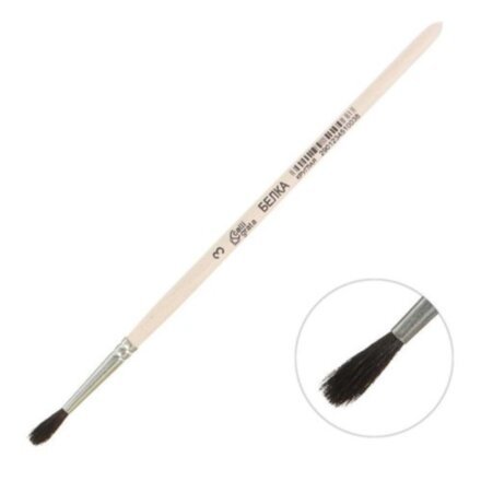 Кисть Белка круглая № 3 (диаметр обоймы 3 мм; длина волоса 16 мм), деревянная ручка, Calligrata
