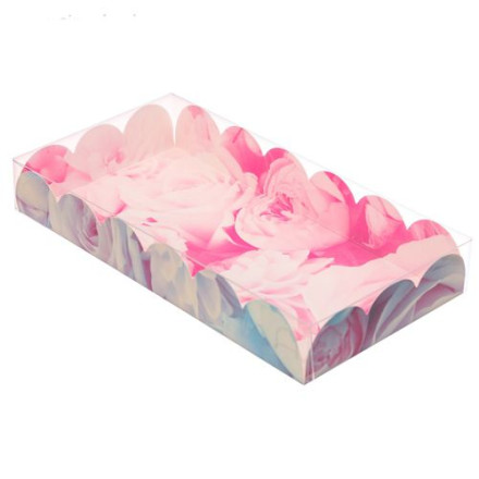 Коробка для кондитерских изделий с PVC-крышкой «Пионы», 10.5 × 21 × 3 см