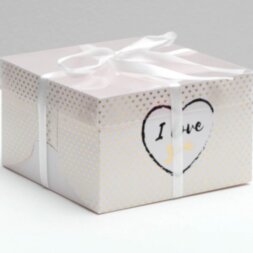 Коробка на 4 капкейка I love You, 16 × 16 × 10 см