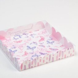 Коробка для кондитерских изделий с PVC-крышкой «Приятных моментов», 18 × 18 × 3 см