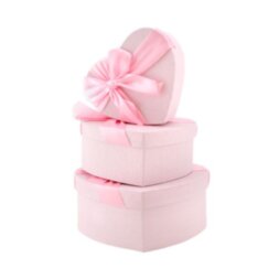 Подарочная коробка Сердце с бантиком розовая №1