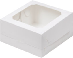 Коробка для бенто торта с окном 160*160*80 мм. (белая)