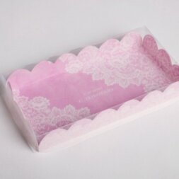 Коробка для кондитерских изделий с PVC-крышкой «Сделано с любовью», 21 × 10,5 × 3 см