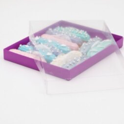 Подарочная коробка, с прозрачной крышкой, фиолетовая, 26 х 21х 4 см